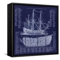 British War Ship Blueprint-Tina Lavoie-Framed Stretched Canvas