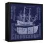 British War Ship Blueprint-Tina Lavoie-Framed Stretched Canvas