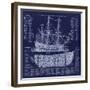 British War Ship Blueprint-Tina Lavoie-Framed Giclee Print