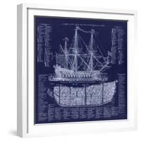 British War Ship Blueprint-Tina Lavoie-Framed Giclee Print