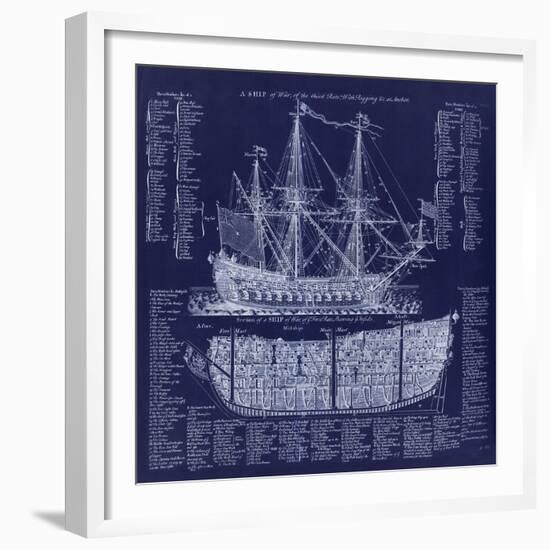 British War Ship Blueprint-Tina Lavoie-Framed Giclee Print