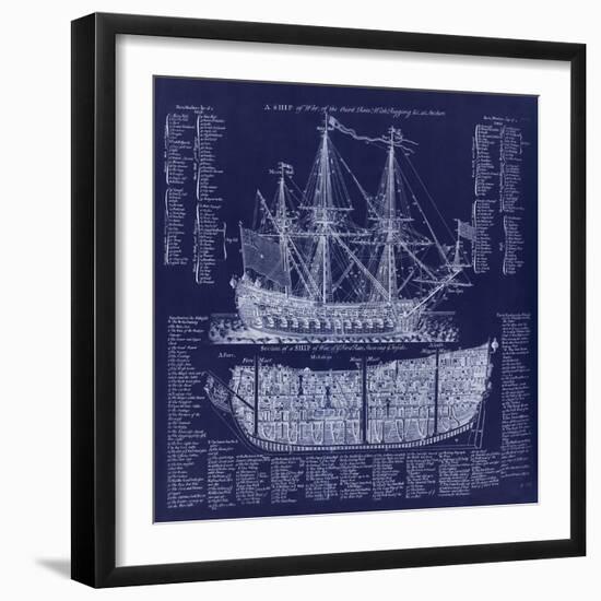 British War Ship Blueprint-Tina Lavoie-Framed Giclee Print