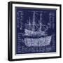 British War Ship Blueprint-Tina Lavoie-Framed Giclee Print