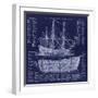 British War Ship Blueprint-Tina Lavoie-Framed Giclee Print