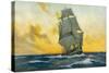 British Warship of the Napoleonic Era-Charles M. Paddey-Stretched Canvas