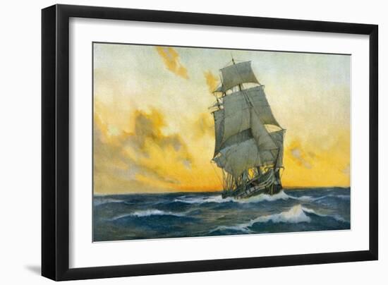 British Warship of the Napoleonic Era-Charles M. Paddey-Framed Art Print