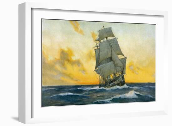 British Warship of the Napoleonic Era-Charles M. Paddey-Framed Art Print