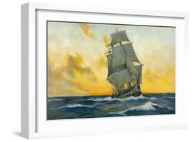 British Warship of the Napoleonic Era-Charles M. Paddey-Framed Art Print