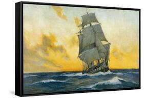 British Warship of the Napoleonic Era-Charles M. Paddey-Framed Stretched Canvas