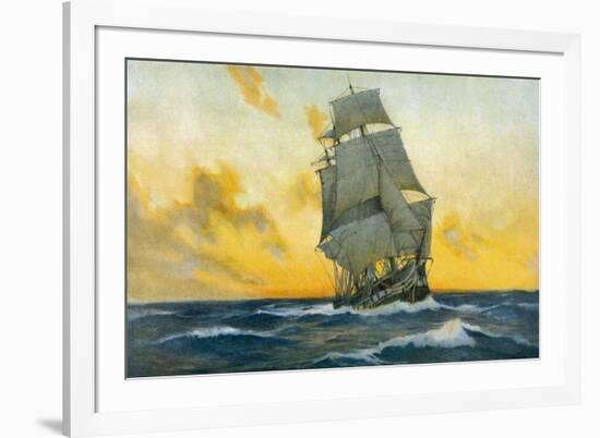 British Warship of the Napoleonic Era-Charles M. Paddey-Framed Art Print