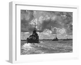 British Warships Entering Sydney Harbour, Australia, 1945-null-Framed Giclee Print