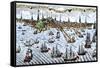 British Warships in Boston Harbor, 1774, an Attempt to Control the Angry Colonists in Massachusetts-null-Framed Stretched Canvas