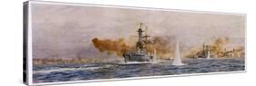 British Warships "Royal Oak" "Acasta" "Benbow" Superb" and "Canada" in Action-William Lionel Wyllie-Stretched Canvas