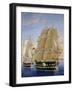 British Warships Saluting Passing of Steamship, Detail, Oil on Canvas-null-Framed Giclee Print