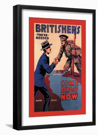 Britishers: You're Needed: Come Across Now-Lloyd Myers-Framed Art Print