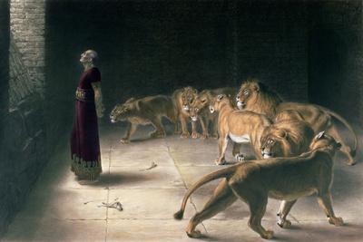 Daniel in the Lions Den, Mezzotint by J. B. Pratt, with Hand Colouring'  Giclee Print - Briton Rivi?re | AllPosters.com