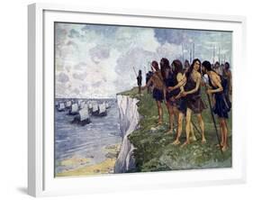 Britons Awaiting the Imminent Arrival of Viking Ships, C16th Century-null-Framed Giclee Print