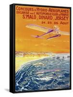 Brittany, France - View of Float Planes in Air and Water Poster-Lantern Press-Framed Stretched Canvas