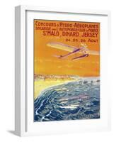 Brittany, France - View of Float Planes in Air and Water Poster-Lantern Press-Framed Art Print