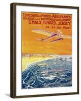 Brittany, France - View of Float Planes in Air and Water Poster-Lantern Press-Framed Art Print