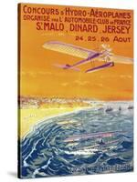 Brittany, France - View of Float Planes in Air and Water Poster-Lantern Press-Stretched Canvas