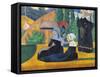 Brittany Women with Umbrellas-Emile Bernard-Framed Stretched Canvas
