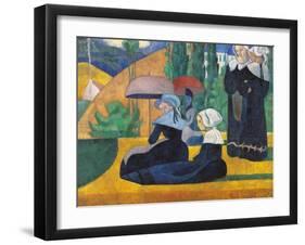 Brittany Women with Umbrellas-Emile Bernard-Framed Art Print