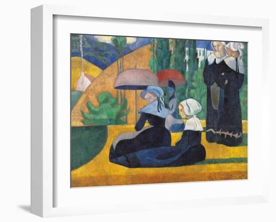 Brittany Women with Umbrellas-Emile Bernard-Framed Art Print