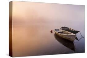 Brivio, Lombardy, Italy. Two Boats on the Adda River at Sunrise.-ClickAlps-Stretched Canvas