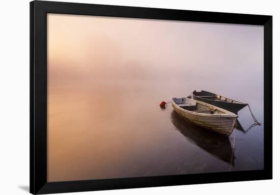 Brivio, Lombardy, Italy. Two Boats on the Adda River at Sunrise.-ClickAlps-Framed Photographic Print