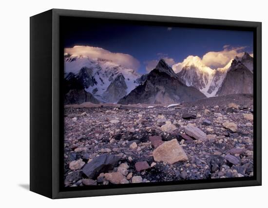 Broad and Gasherbrun Peaks, Karakoram Range, Pakistan-Art Wolfe-Framed Stretched Canvas