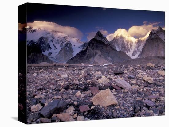 Broad and Gasherbrun Peaks, Karakoram Range, Pakistan-Art Wolfe-Stretched Canvas