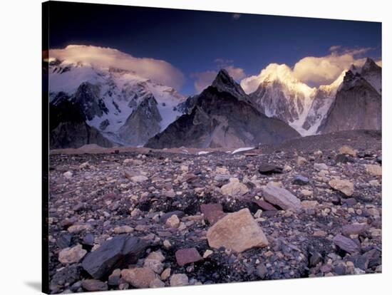 Broad and Gasherbrun Peaks, Karakoram Range, Pakistan-Art Wolfe-Stretched Canvas