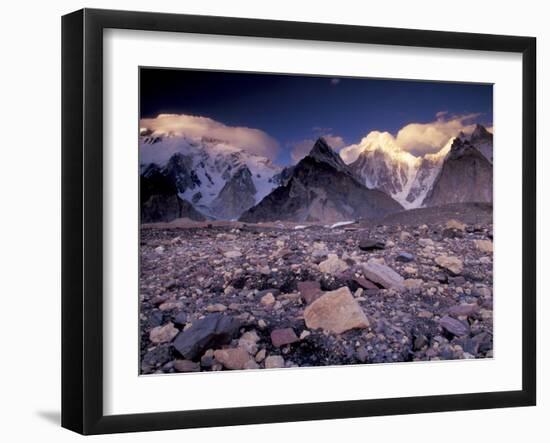 Broad and Gasherbrun Peaks, Karakoram Range, Pakistan-Art Wolfe-Framed Premium Photographic Print