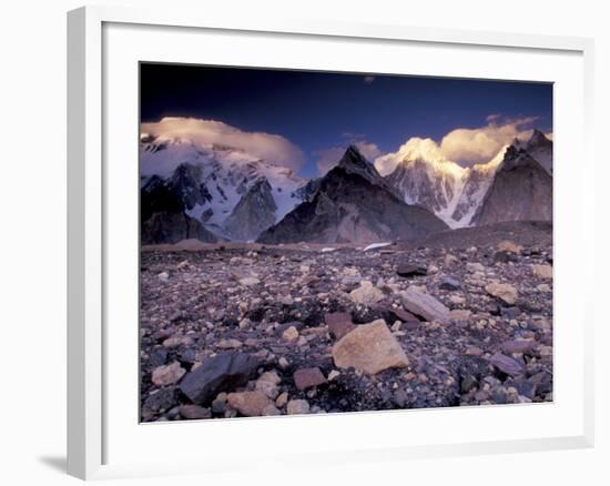 Broad and Gasherbrun Peaks, Karakoram Range, Pakistan-Art Wolfe-Framed Photographic Print