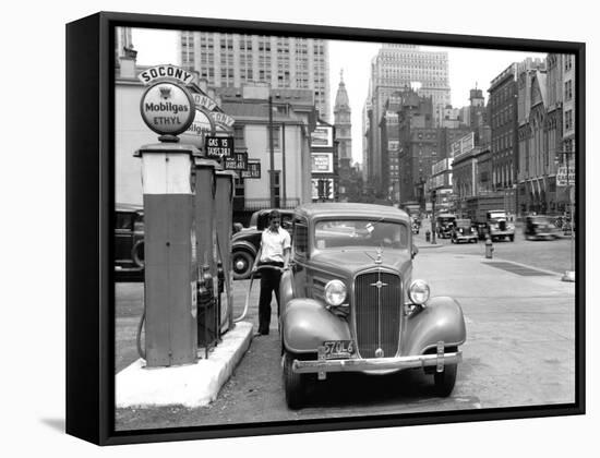 Broad and Pine, Gas Station Looking North, Philadelphia, Pennsylvania-null-Framed Stretched Canvas