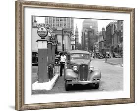 Broad and Pine, Gas Station Looking North, Philadelphia, Pennsylvania-null-Framed Photo