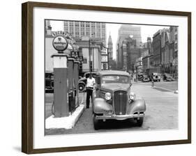 Broad and Pine, Gas Station Looking North, Philadelphia, Pennsylvania-null-Framed Photo