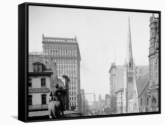 Broad St. North from City Hall, Philadelphia, Pa.-null-Framed Stretched Canvas