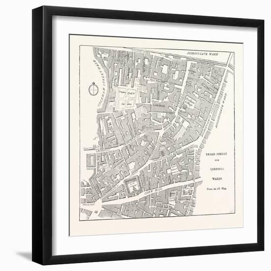 Broad Street and Cornhill Wards from a Map of 1750, London-null-Framed Giclee Print