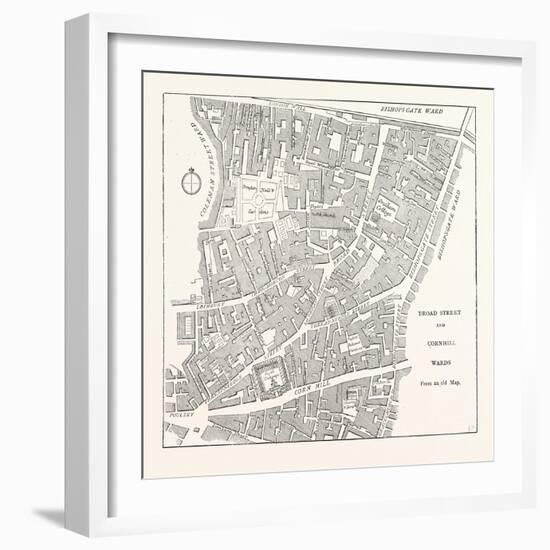 Broad Street and Cornhill Wards from a Map of 1750, London-null-Framed Giclee Print