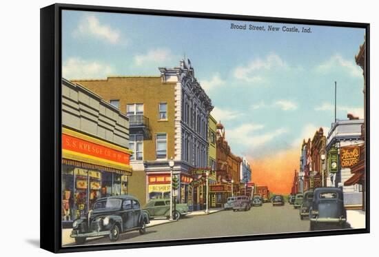 Broad Street, New Castle, Indiana-null-Framed Stretched Canvas