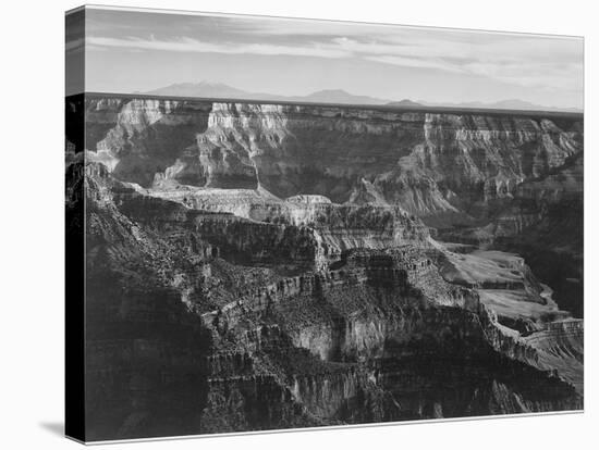 Broad View With Detail Of Canyon Horizon And Mountains Above "Grand Canyon NP" Arizona 1933-1942-Ansel Adams-Stretched Canvas