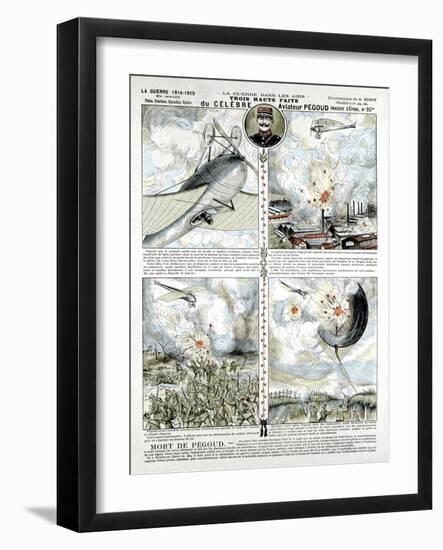 Broadsheet Showing Exploits of French Air Ace Adolphe Pegoud-null-Framed Giclee Print