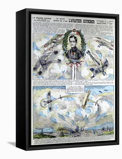 Broadsheet Showing Georges-Marie Guynemer, French Air Fighter Ace-null-Framed Stretched Canvas