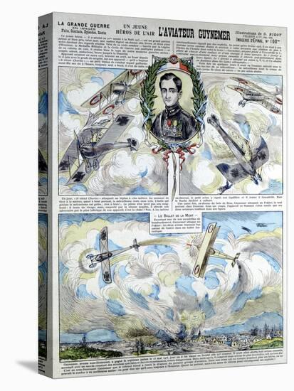 Broadsheet Showing Georges-Marie Guynemer, French Air Fighter Ace-null-Stretched Canvas