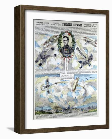 Broadsheet Showing Georges-Marie Guynemer, French Air Fighter Ace-null-Framed Giclee Print