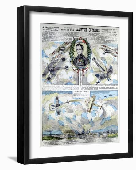 Broadsheet Showing Georges-Marie Guynemer, French Air Fighter Ace-null-Framed Giclee Print