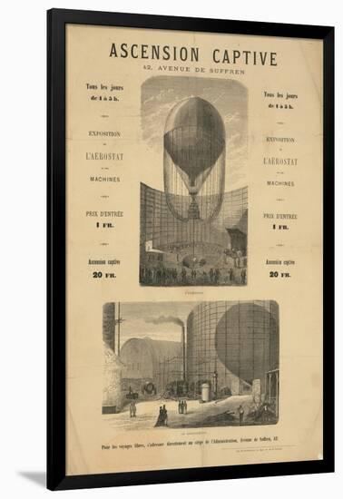 Broadside announcing a captive balloon ascension during the Paris Exposition of 1867-null-Framed Giclee Print