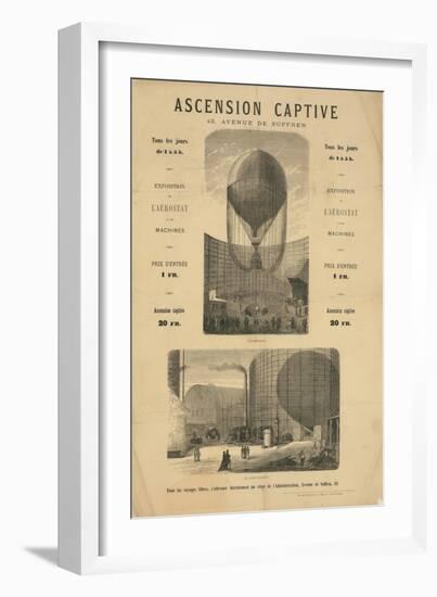 Broadside announcing a captive balloon ascension during the Paris Exposition of 1867-null-Framed Giclee Print